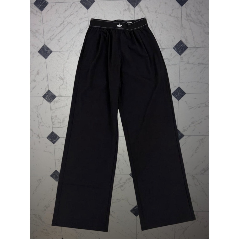 ALO Yoga Black Wide-Leg Lounge Trousers